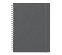 Shineone A6 Spiral Notebook, Twin Wire Bound, Lined Ruled Journal, Pastel Colour Poly Cover with Elastic Band (Grey)