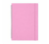 Shineone A6 Spiral Notebook, Twin Wire Bound, Lined Ruled Journal, Pastel Colour Poly Cover with Elastic Band (Pink)