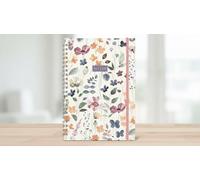 Shineone Watercolour Floral Spiral Bound Notebook with Elastic Band Closure, A4 Size, 200 Pages, 80 GSM Premium Paper Hardback Cover