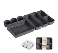 Shinepine Desk Drawer Organizer Trays, Foldable Felt Wardrobe Organizers, Makeup Cosmetic Stationery Drawer Dividers, Washable Storage Bins Trays