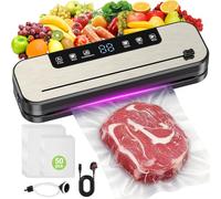 SHINER Vacuum Sealer Machine, 30cm Seal Food Vacuum Sealer with Cutter and LED Digital 6 in 1 Vac Packing Machine for Dry & Moist Food Sealer with 50 Vacuum Bags and Hose