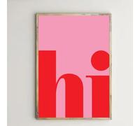 SHINERING 1Pc Red Hi Letters Pink Background Posters Wall Art Canvas Painting Modern Welcome Prints Art Living Room Home Decor 40X50Cm Unframed