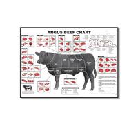 SHINERING Beef Cuts Poster, Butcher Guide Beef Cuts, Beef, Venison Butcher Craft Map Laminate, Beef Butcher Character Poster Kitchen Decor A4 60Cmx80Cm No Frame