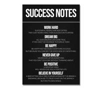 SHINERING Black And White Motivational Qoutes Canvas Painting Success Notes Poster Steps To Success Wall Art Picture For Home Office Decor 60Cmx80Cm No Frame