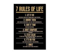 SHINERING Black Motivational Qoute 7 Rules Of Life Posters And Prints Canvas Painting Modern Office Home Canvas Wall Decor Mural A3 30Cmx40Cm No Frame