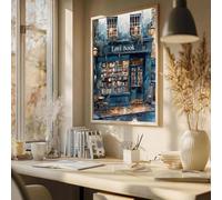 SHINERING Book Store Vintage Library Book Lovers Poster Prints Canvas Painting Wall Art Reading Gift Bedroom Study Living Room Decor A1 21X30Cm Unframed