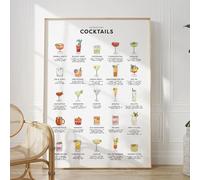 SHINERING Classic Cocktails Poster Kitchen Wall Art Picture Canvas Painting Cocktail Drinks Menu Prints Living Room Home Bar Decor 30X40Cm Unframed