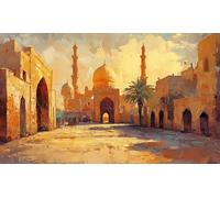 SHINERING Classic Islamic Ethnic Faith Religious Continue Masjid Aqsa Kaaba Nabawi Peace Posters Canvas Painting Wall Pictures Home Decor A9 50X70Cm Unframed