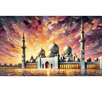 SHINERING Classic Islamic Ethnic Faith Religious Continue Masjid Aqsa Kaaba Nabawi Peace Posters Canvas Painting Wall Pictures Home Decor A24 40X50Cm Unframed