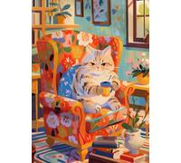 SHINERING Cute Animal Cats Eat Ice Cream Flower Sleeping Drink Coffee Poster Canvas Painting Wall Art Print Pictures Home Decor A4 21X30Cm Unframed