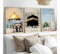 SHINERING Islamic Masjid Mosque Allah Mecca Medina Kaaba Sacred Place Posters Canvas Painting Print Wall Art Pictures Living Room Decor 40Cmx50Cmx3Pcs No Frame