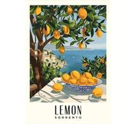 SHINERING Modern Amalfi Coast Lemon Poster Amalfi Coast Italy Travel Prints Canvas Painting Wall Art Pictures Home Room Kitchen Decoration A6 21X30Cm Unframed
