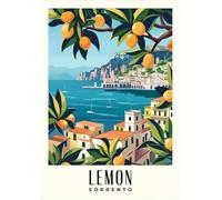 SHINERING Modern Amalfi Coast Lemon Poster Amalfi Coast Italy Travel Prints Canvas Painting Wall Art Pictures Home Room Kitchen Decoration A2 60X80Cm Unframed