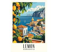 SHINERING Modern Amalfi Coast Lemon Poster Amalfi Coast Italy Travel Prints Canvas Painting Wall Art Pictures Home Room Kitchen Decoration A7 40X50Cm Unframed