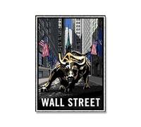 SHINERING New York Landmark Wall Street Bull Oil Painting Poster Modern Canvas Wall Art Picture For Living Room Home Decoration A3 40Cmx50Cm No Frame