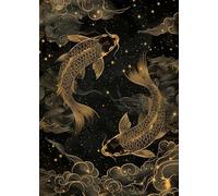 SHINERING Retro Carp Koi Fish Canvas Painting Wall Art Posters Prints Picture For Living Room Bedroom Office Decor A10 60X80Cm Unframed