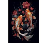 SHINERING Retro Carp Koi Fish Canvas Painting Wall Art Posters Prints Picture For Living Room Bedroom Office Decor A9 60X80Cm Unframed