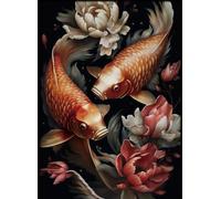 SHINERING Retro Carp Koi Fish Canvas Painting Wall Art Posters Prints Picture For Living Room Bedroom Office Decor A5 60X80Cm Unframed