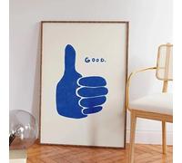 SHINERING Retro Thumbs Up Blue Canvas Painting Poster Prints Modern Minimalist Wall Art Picture Living Room Bedroom Home Decor 50X70Cm Unframed