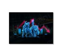 SHINERING Stock Market Wall Street Bull And Bear Art, Trading Canvas Painting Print Poster. Investor Office Decoration, Investing Money Forex Poster 60Cmx80Cm No Frame