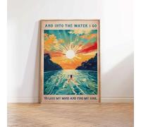 SHINERING Swim Posters Print Into The Water I Go To Lose My Mind And Find My Soul Wall Art Pictures Canvas Painting Living Room Home Decor 30X40Cm Unframed