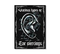 SHINERING Various Types Of Facial Piercing, Ear Piercing, Piercing Poster, Infographic, Reflexology Ear Diagram Canvas Print A1 40Cmx50Cm No Frame