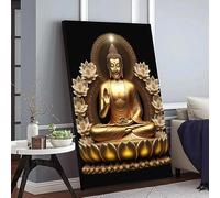 SHINERING Vintage Lotus Meditation Buddha Statue Sculpture Art Poster Aesthetics Zen Religion Canvas Painting Edition Living Room Home Decor A9 60X80Cm Unframed