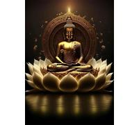 SHINERING Vintage Lotus Meditation Buddha Statue Sculpture Art Poster Aesthetics Zen Religion Canvas Painting Edition Living Room Home Decor A16 60X80Cm Unframed