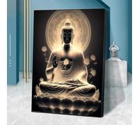 SHINERING Vintage Lotus Meditation Buddha Statue Sculpture Art Poster Aesthetics Zen Religion Canvas Painting Edition Living Room Home Decor A15 40X50Cm Unframed