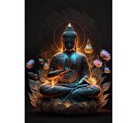 SHINERING Vintage Lotus Meditation Buddha Statue Sculpture Art Poster Aesthetics Zen Religion Canvas Painting Edition Living Room Home Decor A20 60X80Cm Unframed