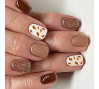 Shines Press On Tips Removable Seasonal Leaf Fake Nails Comfortable Wear Fast Styles Change For Casual Or Formal Setting Reusable Press On Nail Needed