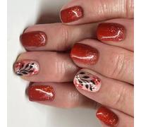 Shines Press On Tips Removable Seasonal Leaf Fake Nails Comfortable Wear Fast Styles Change For Casual Or Formal Setting Autumn Winter Fake Nail