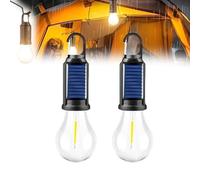 Shineshore Solar Rechargeable Hooked Camping Light, USB Rechargeable LED Lights, Camping Tent Light, Portable Outdoor Waterproof Emergency Light Bulb, for Camping, Emergencies (Style B-2Pcs)
