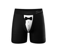 Shinesty Ball Hammock Mens Underwear with Pouch for Balls | Boxer Briefs for Men | Anti-Chafing, Moisture Wicking, Breathable, Bulge Enhancer, Scrotal Support | US Medium Tuxedo Black, Black, M