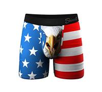 Shinesty Ball Hammock Testicular Support Underwear,Big Mens Underwear with Fly,Anti-Chafing, Moisture Wicking, Breathable, Bulge Enhancer, Scrotal Support, American Flag Eagle, XXL