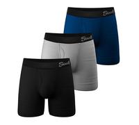 Shinesty Boxer Briefs for Men Pack of 3 - Hammock Support Pouch Underwear for Men with Fly, Black/Grey/Navy, S