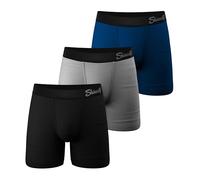 Shinesty Hammock Support Mens Boxer Briefs | Underwear Flyless | 3 Pack, Black/Grey/Navy, M