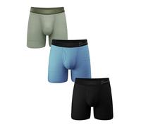 Shinesty Hammock Support Mens Pouch Underwear | Boxer Briefs with Fly | 3 Pack, Olive, Dusty Blue, Black, S