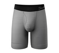 Shinesty Long Leg Boxer Briefs for Men - Support Ball Hammock Underwear, Grey, L