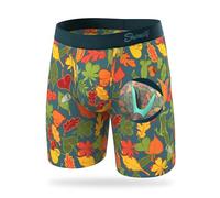 Shinesty Long Leg Boxer Briefs for Men - Support Ball Hammock Underwear, Naughty Leaves, XL