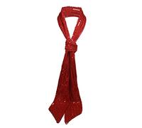 SHINEVAN Sparkly Sequin Skinny Scarf Neck Tie Belt, Bright Red, Scarf