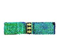 Women's Shiny Sequin Elastic Belt Wide Decorative Dress Belt Cute Belt For Girls With Metal Interlocking Buckle, Dark Green, Standard