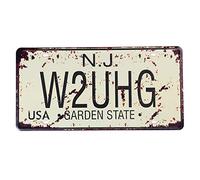 Shinewe Auto License Plate Car Tag Home/Cafe Bar/Pub/Restaurant/Exhibition Wall Decor Vintage Plaque 15x30cm (N.J W2UHG GARDEN STATE)