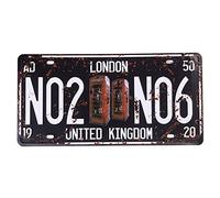 Shinewe Auto License Plate Car Tag Home/Cafe Bar/Pub/Restaurant/Exhibition Wall Decor Vintage Plaque 15x30cm (LONDON NO2 NO6)