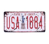 Shinewe Auto License Plate Car Tag Home/Cafe Bar/Pub/Restaurant/Exhibition Wall Decor Vintage Plaque 15x30cm (USA 1884)