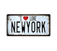 Shinewe License Plate Vintage Old House Wall Decor Garage Art Wall Poster 15x30cm (I Love New York)