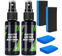 Shinex Leather & Plastic Restorer, Shinex Plastic Restorer, Plastic Parts Refurbish Agent, Car Refurbishment Cleaning Agent, Leather Cleaner Help Prevent Fading of Leather Furniture (2Set,50ML)