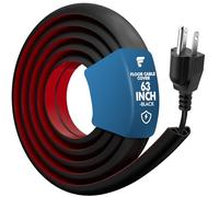 shinfly 1.6m Floor Cable Cover, PVC Wire Cover, Prevent Trip Hazards, Black | Self-adhesive Floor Cord Cover, Protect Trailing Cables for Home, Offices, and Warehouses, 12cm(W) x 10cm(H)