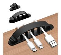 shinfly 10-Pack Cable Management Clips Black, Self Adhesive Cable Organiser Wire Clips, Cable Tidy Hooks Cord Holder for TV PC Laptop Ethernet Cable Desktop Home Office