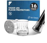 Shinfly 16pcs Chair Leg Floor Protectors Ø10-13mm, XS Round Silicone Small | Clear Chair Floor Protectors with Felt, Chair Leg Caps Cover for Ultra Slim Furniture Feet, Anti-Scratch & Noise Reduction